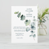 Eenvoudige moderne minimale Eucalyptus Branch Wedd Kaart (Staand voorkant)