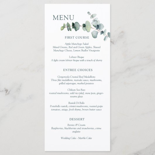 Eenvoudige Moderne Minimale Eucalyptus Tak Menu (Voorkant)
