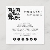 Eenvoudige moderne minimale foto QR-code sociale m Vierkante Visitekaartje (Achterkant)