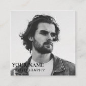 Eenvoudige moderne minimale foto QR-code sociale m Vierkante Visitekaartje (Voorkant)