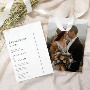 Eenvoudige moderne minimale fotoverlovingsfeest kaart