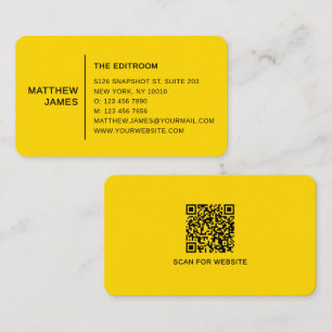 Eenvoudige Moderne Minimale Gouden Gele QR-code Visitekaartje