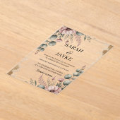 Eenvoudige moderne minimale groene blad bruiloft a acryl uitnodigingen (Laagn)