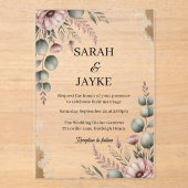 Eenvoudige moderne minimale groene blad bruiloft a acryl uitnodigingen (Voorkant)