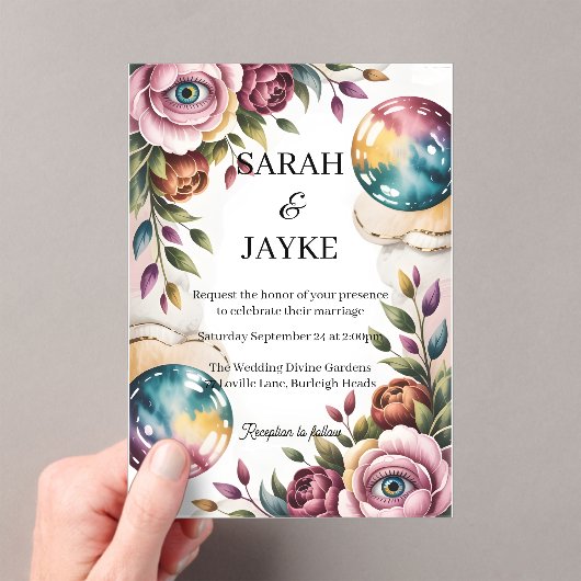 Eenvoudige moderne minimale groene blad bruiloft a acryl uitnodigingen (Insitu (Draagbaar))