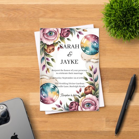 Eenvoudige moderne minimale groene blad bruiloft a acryl uitnodigingen (Insitu (Uitnodiging))