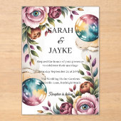 Eenvoudige moderne minimale groene blad bruiloft a acryl uitnodigingen (Voorkant)