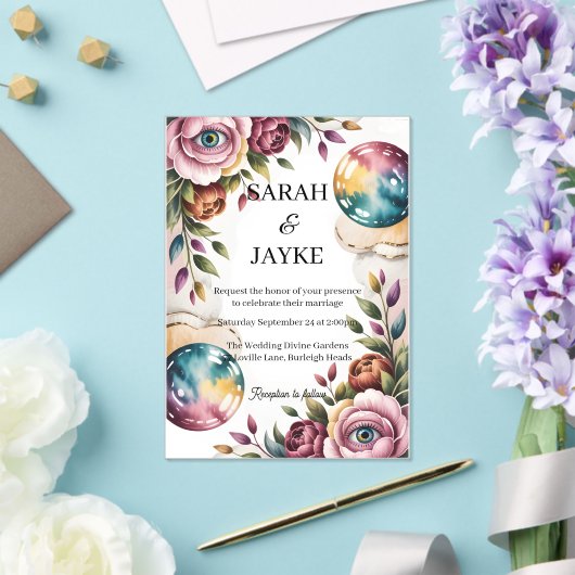 Eenvoudige moderne minimale groene blad bruiloft a acryl uitnodigingen (Insitu (Huwelijk))