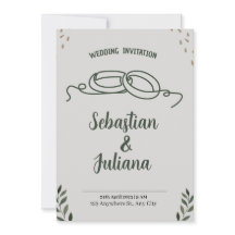 Eenvoudige moderne minimale groene blad bruiloft a