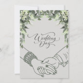 Eenvoudige moderne minimale groene blad bruiloft a kaart (Achterkant)