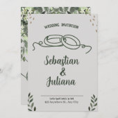 Eenvoudige moderne minimale groene blad bruiloft a kaart (Voorkant / Achterkant)