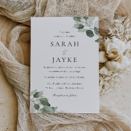 Eenvoudige moderne minimale groene blad bruiloft kaart