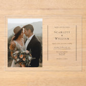 Eenvoudige moderne minimale horizontale foto bruil acryl uitnodigingen (Voorkant)