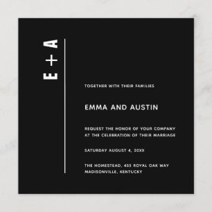 Eenvoudige moderne, minimale Initialen bruiloft Kaart