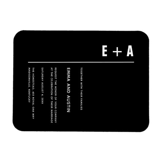 Eenvoudige moderne, minimale Initialen bruiloft Magneet (Horizontaal)