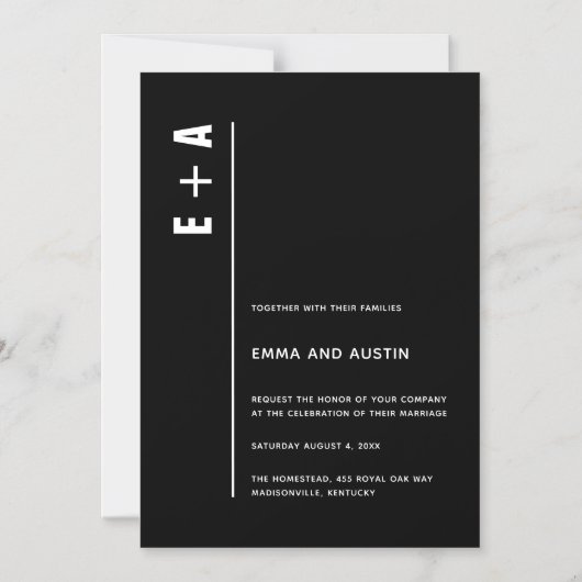 Eenvoudige moderne, minimale Initialen bruiloft Magnetische Uitnodiging (Voorkant)