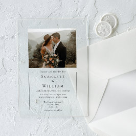 Eenvoudige moderne minimale klassieke foto bruilof acryl uitnodigingen