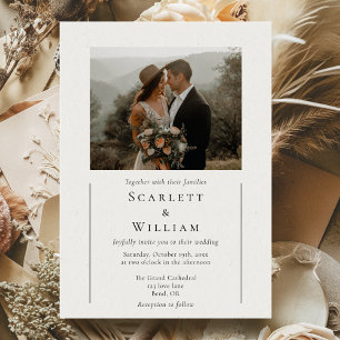 Eenvoudige moderne minimale klassieke foto bruilof kaart