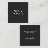 Eenvoudige, moderne, minimale matte zwart vierkante visitekaartje (Voorkant / Achterkant)