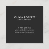 Eenvoudige, moderne, minimale matte zwart vierkante visitekaartje (Achterkant)