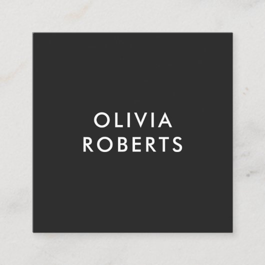 Eenvoudige, moderne, minimale matte zwart vierkante visitekaartje (Voorkant)