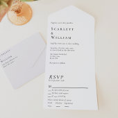 Eenvoudige moderne minimale menukeuze RSVP bruilof All In One Uitnodiging