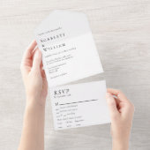 Eenvoudige moderne minimale menukeuze RSVP bruilof All In One Uitnodiging (Afscheurbaar)