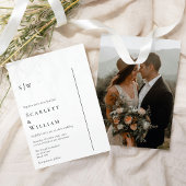 Eenvoudige Moderne Minimale Monogram Foto Bruiloft Kaart