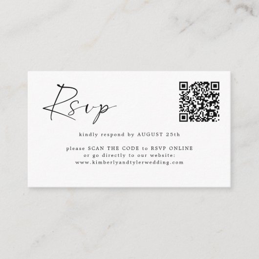 Eenvoudige moderne minimale online QR CODE RSVP Informatiekaartje (Voorkant)