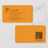 Eenvoudige Moderne Minimale Oranje QR-code Visitekaartje (Voorkant / Achterkant)