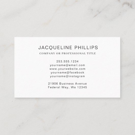 Eenvoudige moderne minimale professional visitekaartje (Achterkant)