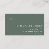 Eenvoudige Moderne Minimale Sage Groene Logo Foto Visitekaartje (Voorkant)