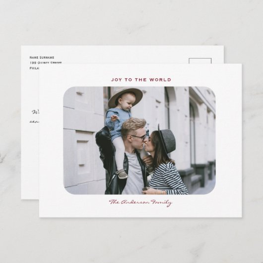 Eenvoudige moderne, minimale, schone kerstfoto  briefkaart (Voorkant / Achterkant)