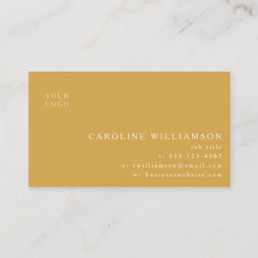 Eenvoudige moderne minimale stoffige gele Logo fot Visitekaartje (Voorkant)
