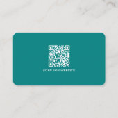 Eenvoudige Moderne Minimale Turquoise QR Code Visitekaartje (Achterkant)