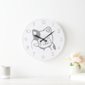 Eenvoudige, moderne, minimale witte en grijze katt grote klok (Huis)