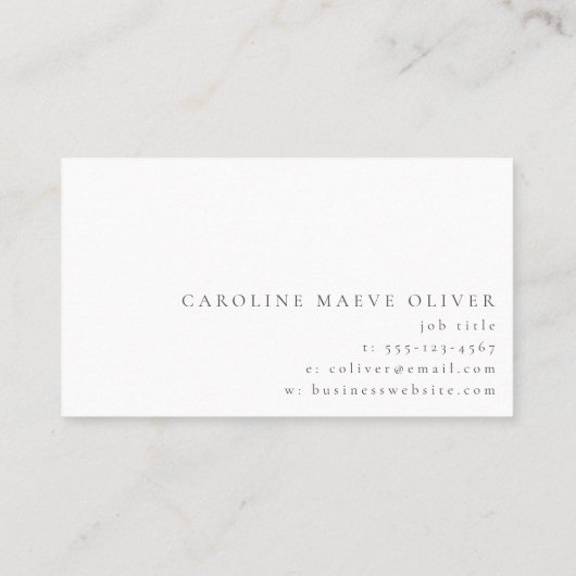 Eenvoudige, moderne, minimale witte Logo Visitekaartje (Achterkant)