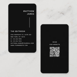 Eenvoudige Moderne Minimale Zwarte Witte QR-code Visitekaartje