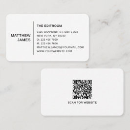 Eenvoudige Moderne Minimale Zwarte Witte QR Code Visitekaartje