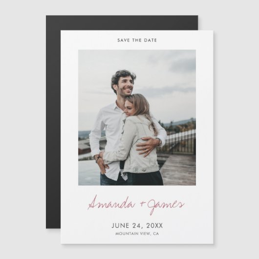 Eenvoudige Moderne Minimalist sparen de Magnet van Magnetische Uitnodiging (Voorkant / Achterkant)