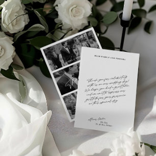 Eenvoudige moderne minimalistische 3 foto bruiloft bedankkaart