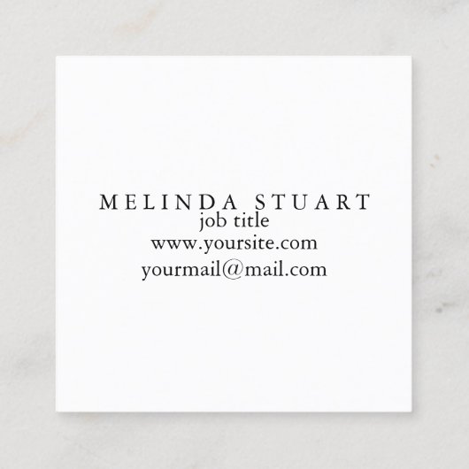 Eenvoudige, moderne, minimalistische afbeelding vierkante visitekaartje (Achterkant)