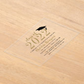 Eenvoudige Moderne Minimalistische Afstudeerhoed Acryl Uitnodigingen (Laagn)