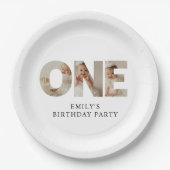 Eenvoudige moderne minimalistische Boho 1e verjaar Papieren Bordje (Voorkant)