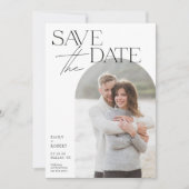 Eenvoudige moderne minimalistische boog foto bruil save the date (Voorkant)