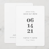 Eenvoudige moderne minimalistische bruiloft grote  save the date (Voorkant / Achterkant)