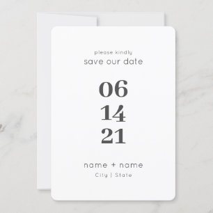 Eenvoudige moderne minimalistische bruiloft grote save the date