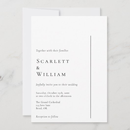 Eenvoudige Moderne Minimalistische Bruiloft Kaart (Voorkant)