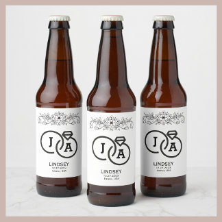 Eenvoudige moderne minimalistische bruiloft klassi bier etiket