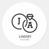 Eenvoudige moderne minimalistische bruiloft klassi ronde sticker (Voorkant)